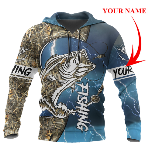 Fishing Gifts HC Bass Fishing Sport Blue All Over Printed Unisex Hoodie