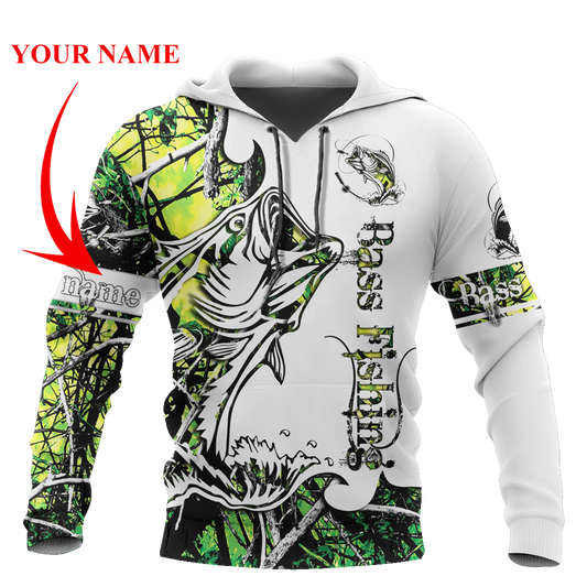 Fishing Gifts Green Bass Fishing Sport All Over Printed Unisex Hoodie