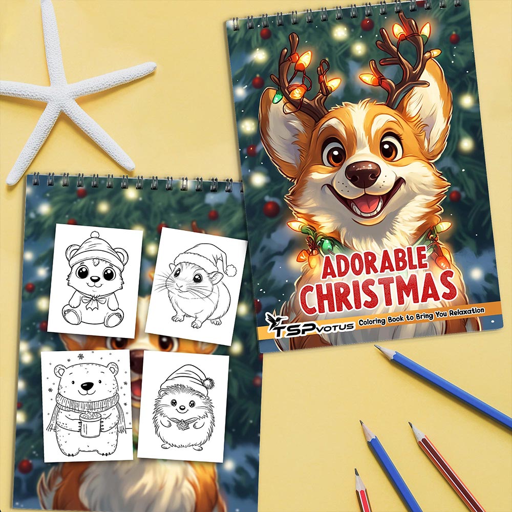 TSPVOTUS Adorable Christmas Coloring Book Spiral Bound for Adult