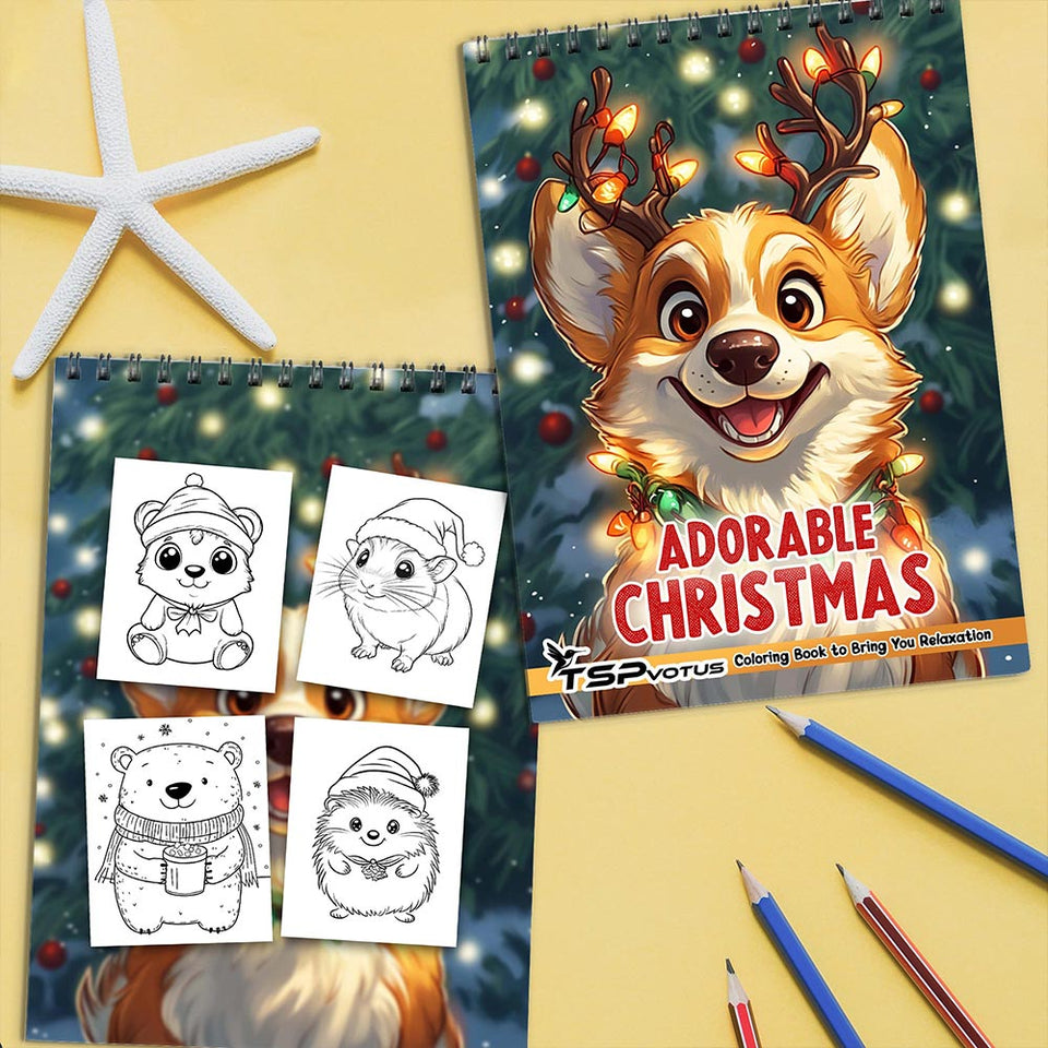 TSPVOTUS Adorable Christmas Coloring Book Spiral Bound for Adult