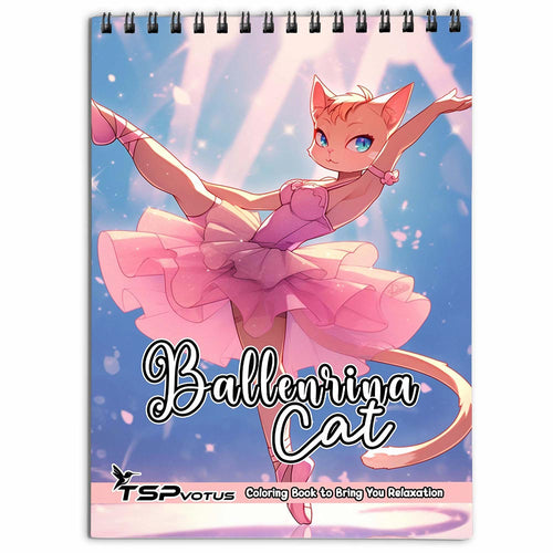 TSPVOTUS Ballenrina Cat Coloring Book for Adults, Spiral Bound, Soft Cover