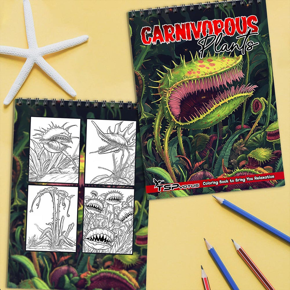 TSPVOTUS Carnivorous Plants  Coloring Book Spiral Bound for Adult