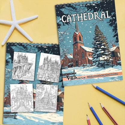 TSPVOTUS Cathedral Coloring Book Spiral Bound for Adult