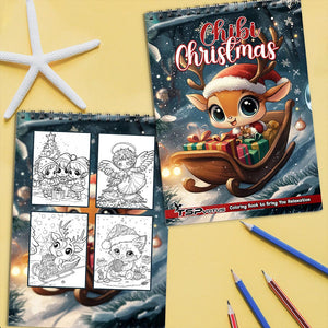 TSPVOTUS Chibi Christmas Coloring Book Spiral Bound for Adult