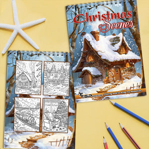 TSPVOTUS Christmas Scenes Coloring Book Spiral Bound for Adult