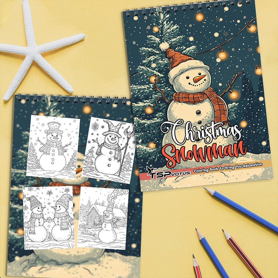 TSPVOTUS Christmas Snowman Coloring Book Spiral Bound for Adult