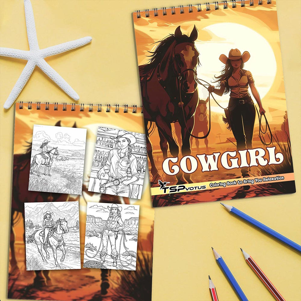 TSPVOTUS Cowgirl Coloring Book Spiral Bound for Adult