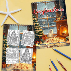 TSPVOTUS Cozy Christmas Coloring Book Spiral Bound for Adult