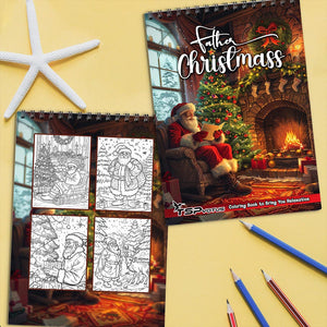 TSPVOTUS Father Christmas Coloring Book Spiral Bound for Adult