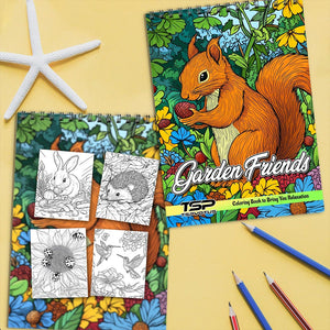 TSPVOTUS Garden Friends Coloring Book Spiral Bound for Adult