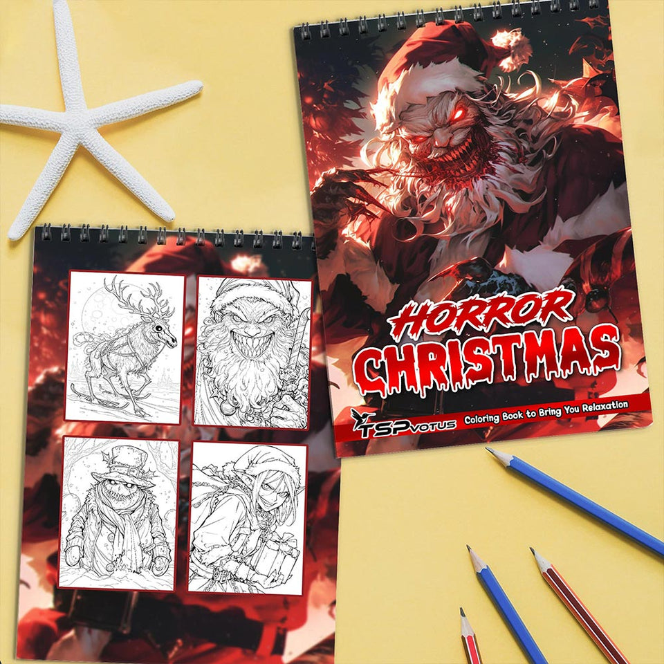 TSPVOTUS Horror Christmas  Coloring Book Spiral Bound for Adult