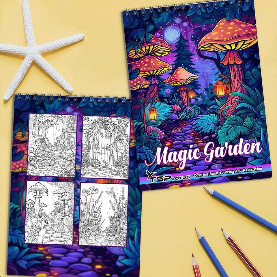 TSPVOTUS Magic Garden Coloring Book Spiral Bound for Adult