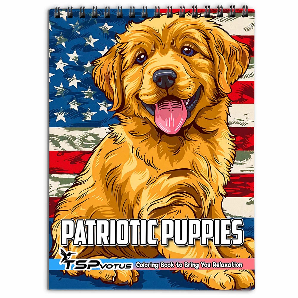 TSPVOTUS Patriotic Puppies Coloring Book for Adult