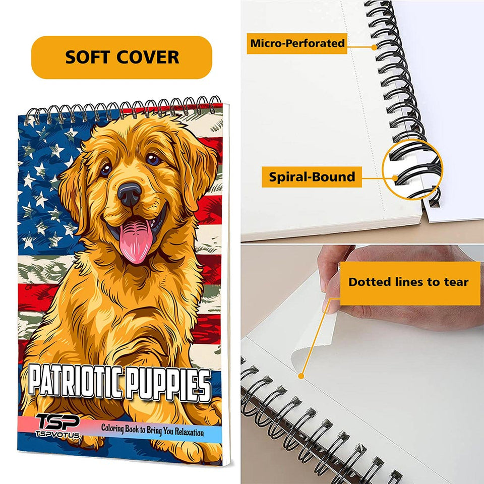 TSPVOTUS Patriotic Puppies Coloring Pages for Adult