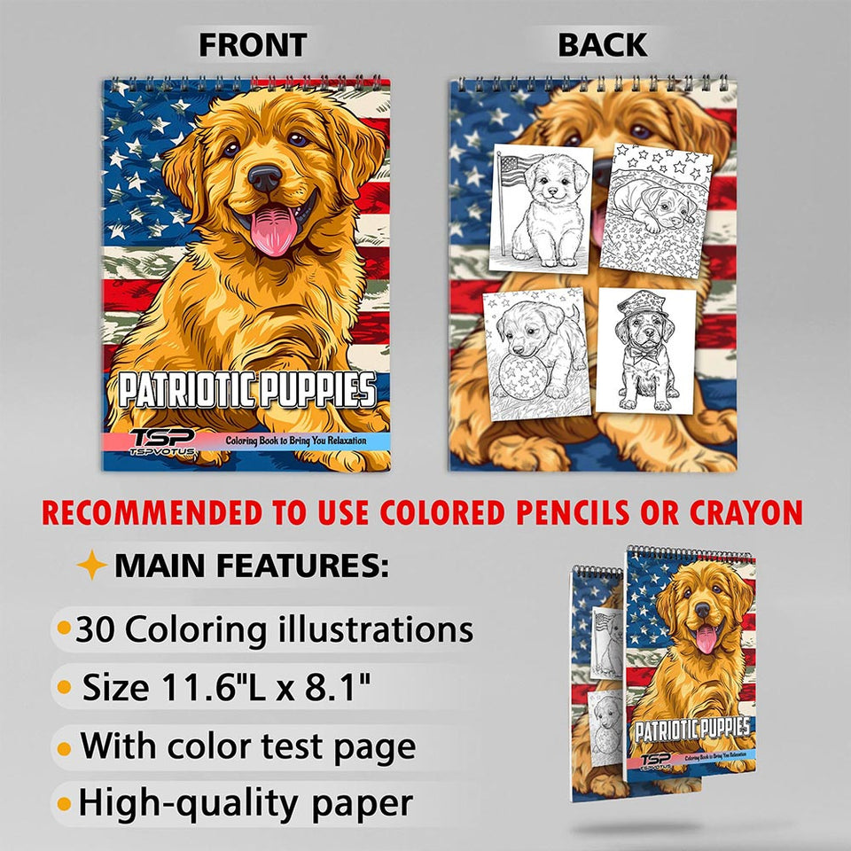 TSPVOTUS Patriotic Puppies Coloring Sheets for Adult