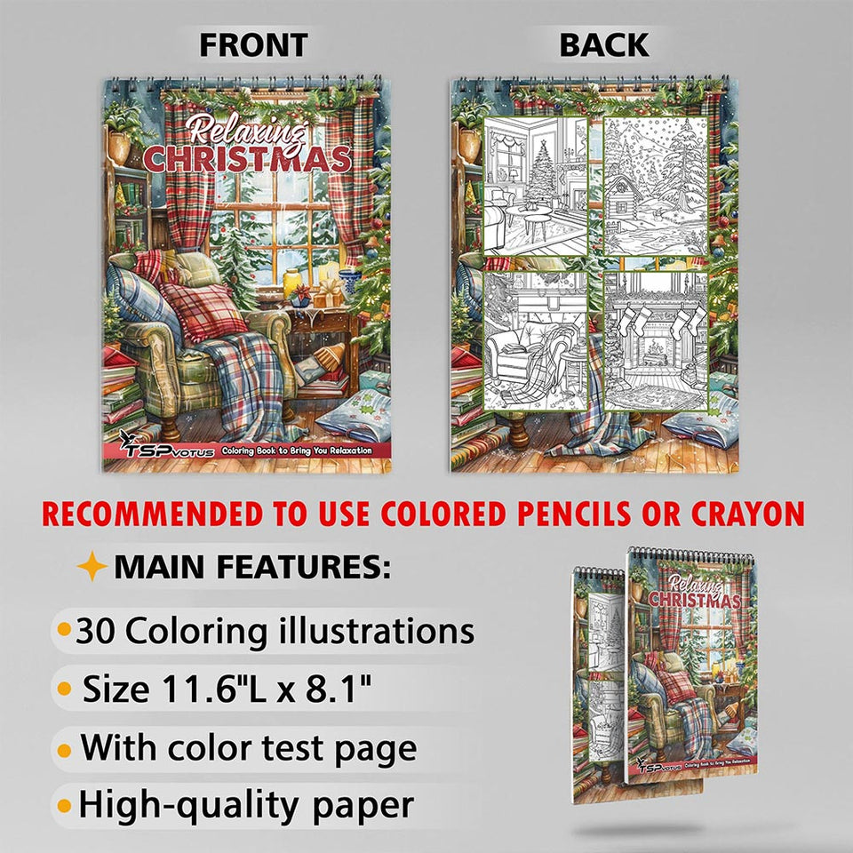 TSPVOTUS Relaxing Christmas Coloring Sheets for Adult