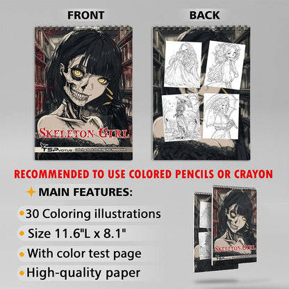 TSPVOTUS Skeleton Girl Coloring Sheets for Adults