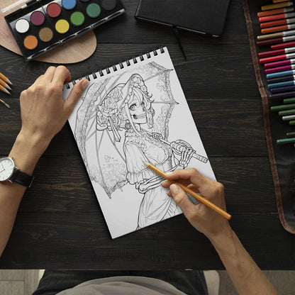TSPVOTUS Skeleton Girl Spiral Bound Coloring Book for Adults