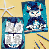 TSPVOTUS Wizard Cat Coloring Book Spiral Bound for Adult