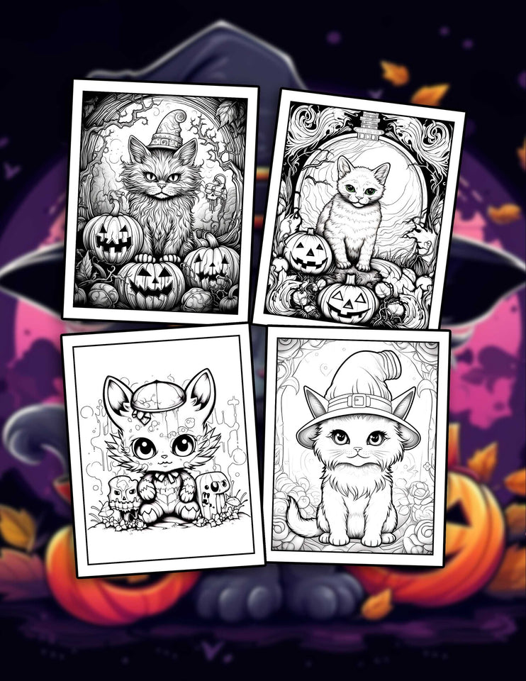 The Spooky Cat 30 Pages Printable Coloring Book