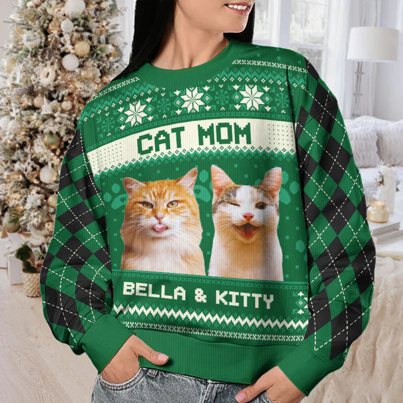 Custom Photo Home Is Where My Cat Is - Cat Personalized Custom Ugly Sweatshirt - Christmas Gift For Pet Owners, Pet Lovers