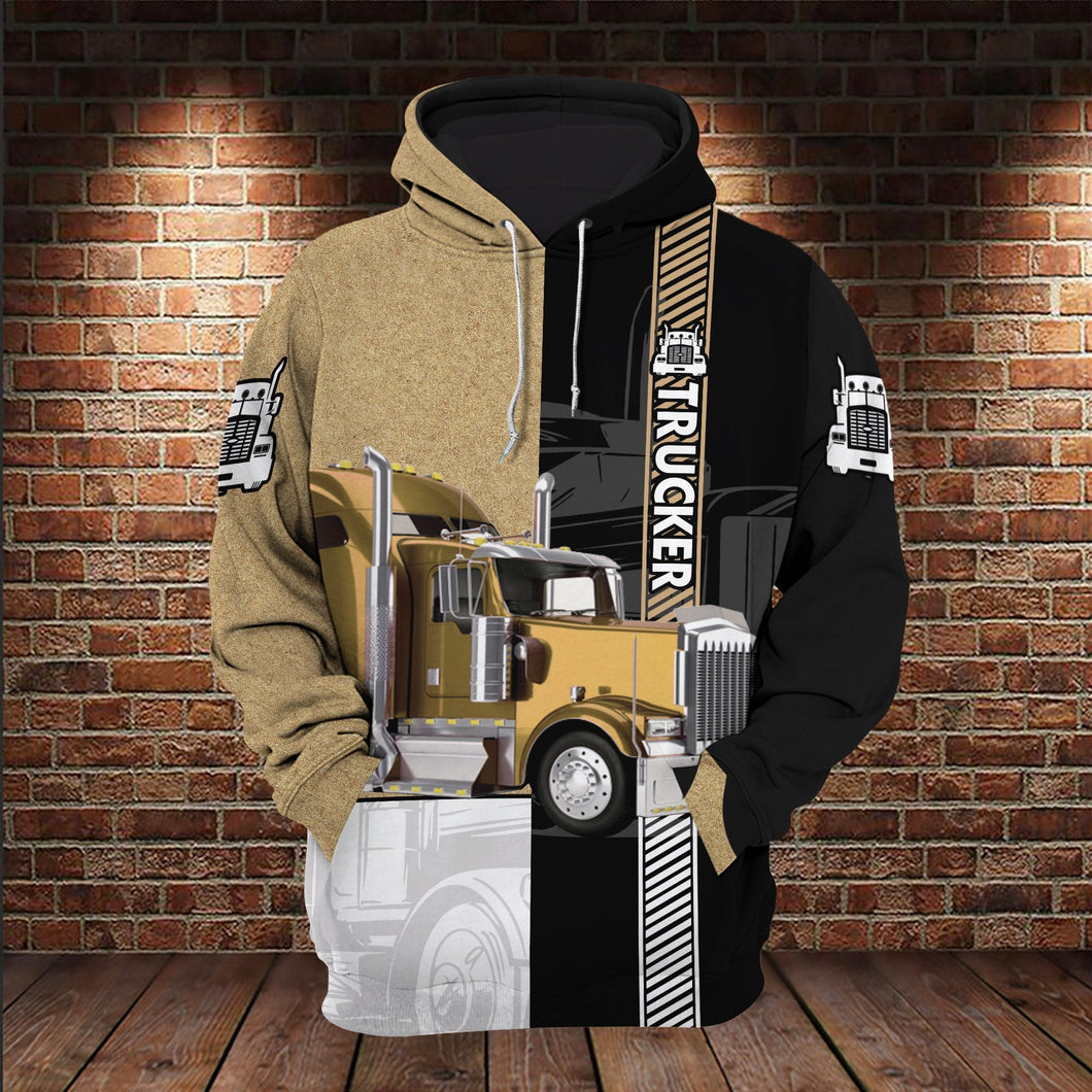 Trucker Work With Truck And Love Unisex Hoodie