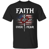American flag, cross, amazing crown - Faith over Fear Jesus Apparel