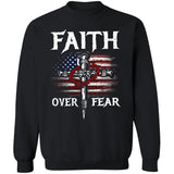 American flag, cross, amazing crown - Faith over Fear Jesus Apparel
