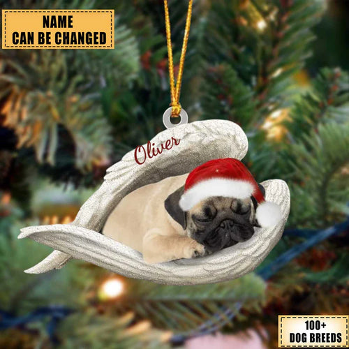 Personalized Dog Sleeping Angel Christmas Ornament, Custom Shape Ornamet Dogs Lover, Ornaments Decor for Dog Mom and Dog Dad