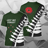 Lest We Forget - New Zealand Hoodie Green All Over Printed Unisex Shirt
