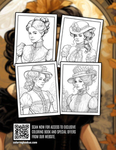 Victorian Lady 30 Pages Printable Coloring Book