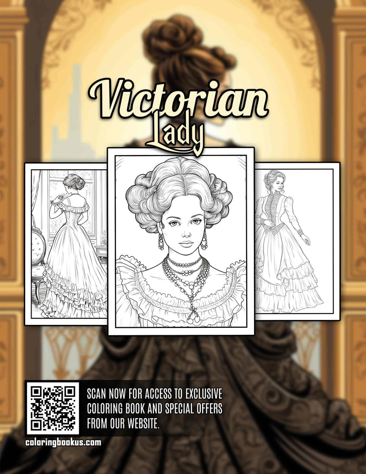 Victorian Lady 30 Pages Printable Coloring Book