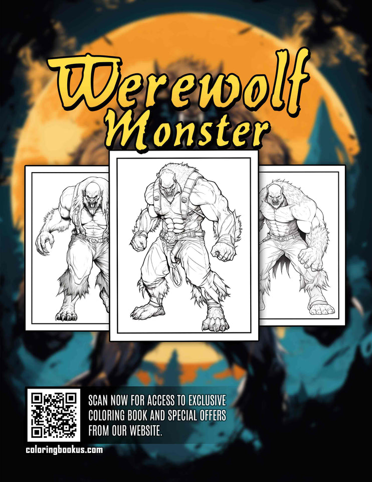 Werewolf Monster 30 Pages Printable Coloring Book