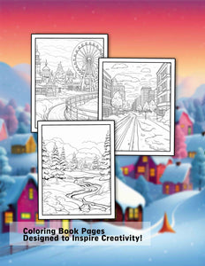 Winter Landscape 30 Pages Printable Coloring Book