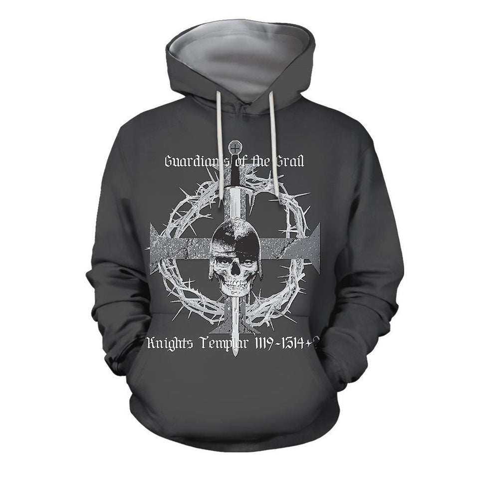 Unisex Hoodie All Over Print Skull Gifts All Over Printed Templar Skull Unisex Hoodie