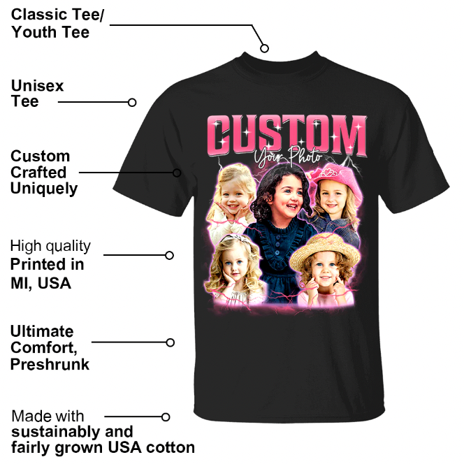 Custom Your Own T-Shirt, Personalized Photo Shirt, Vintage Graphic 90s Tshirt