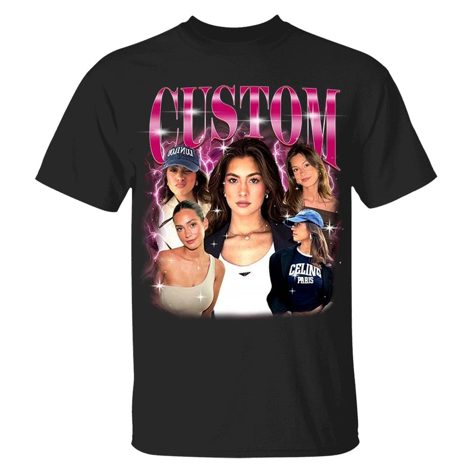 Custom Face Photo T-Shirt, Personalized 90s Shirt With Girlfriend, Valentine Gifts For Him