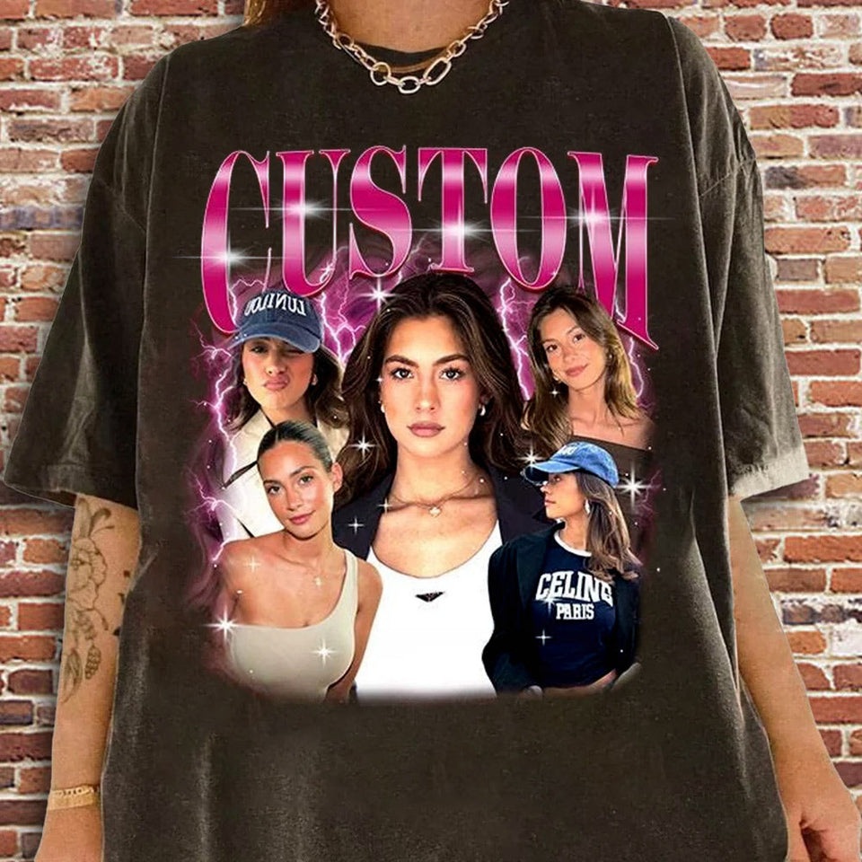 Custom Face Photo T-Shirt, Personalized 90s Shirt With Girlfriend, Valentine Gifts For Him