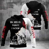 Unisex Hoodie All Over Print Arborist Gifts In Jesus Name I Work Arborist Shirts Black White Unisex Hoodie Labour Day Gifts