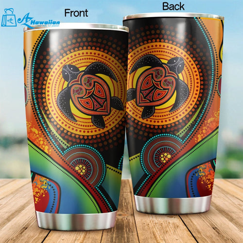 Aboriginal Decors Australian Gifts Green Turtle Stainless Steel Tumbler For Turtle Lover, Gift For Her Gift For Him Gift For Turtle Lover Friends Stainless Steel Tumbler