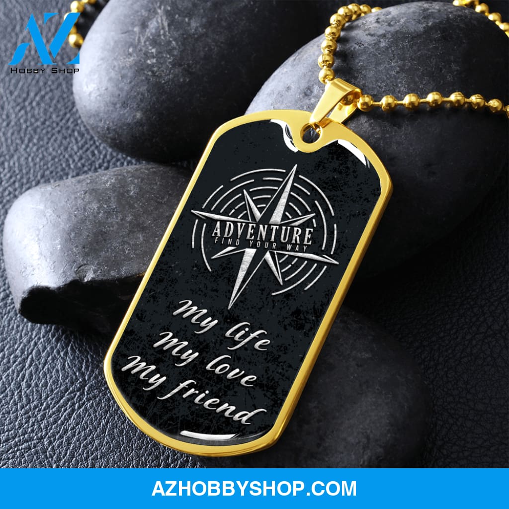 Adventure - Graphical Dog Tag & Ball chain (steel) man