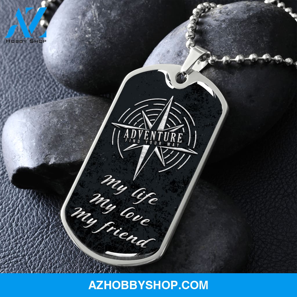 Adventure - Graphical Dog Tag & Ball chain (steel) man