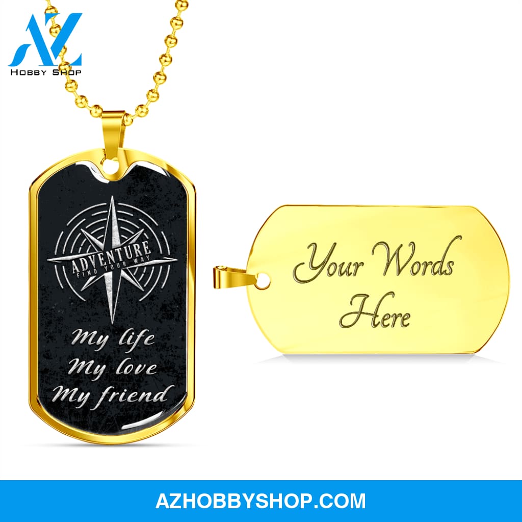 Adventure - Graphical Dog Tag & Ball chain (steel) man