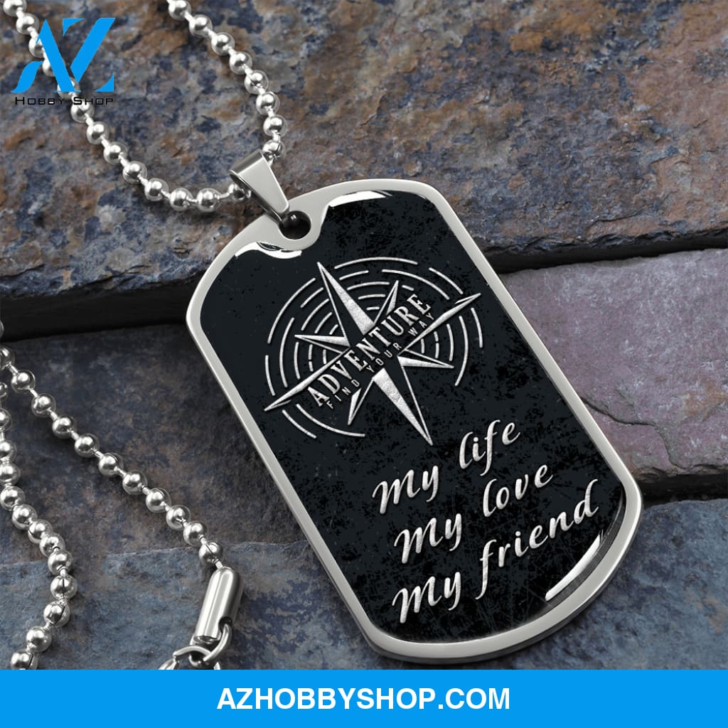 Adventure - Graphical Dog Tag & Ball chain (steel) man