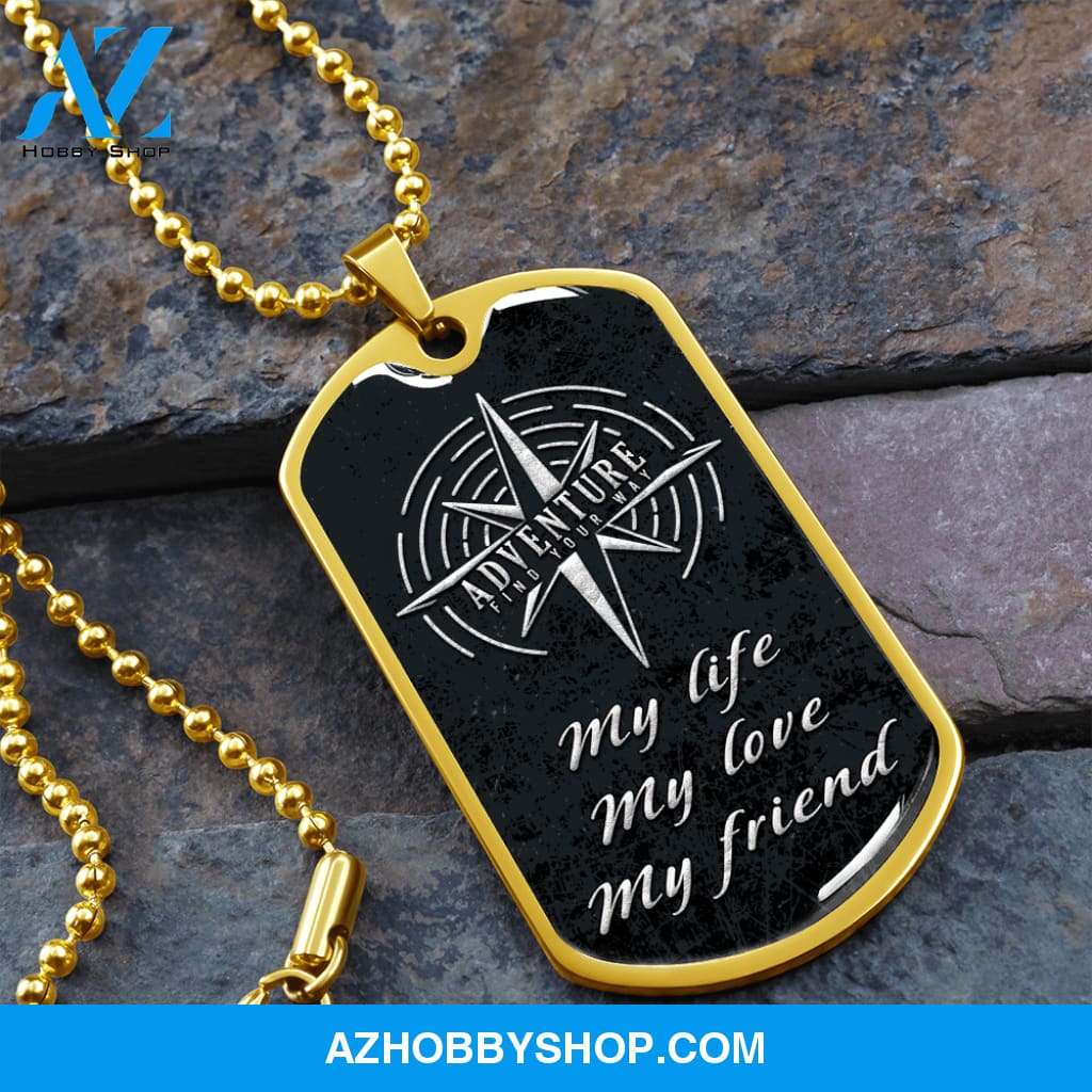 Adventure - Graphical Dog Tag & Ball chain (steel) man