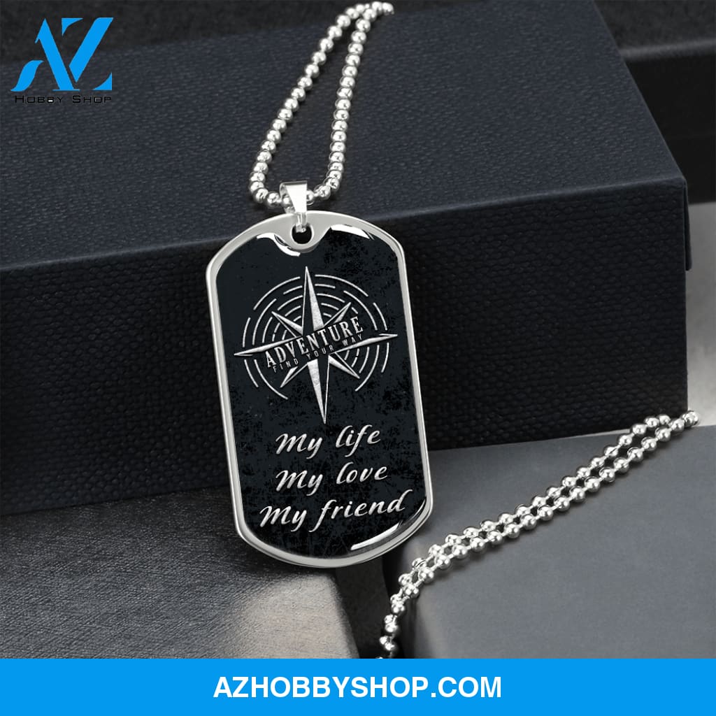 Adventure - Graphical Dog Tag & Ball chain (steel) man