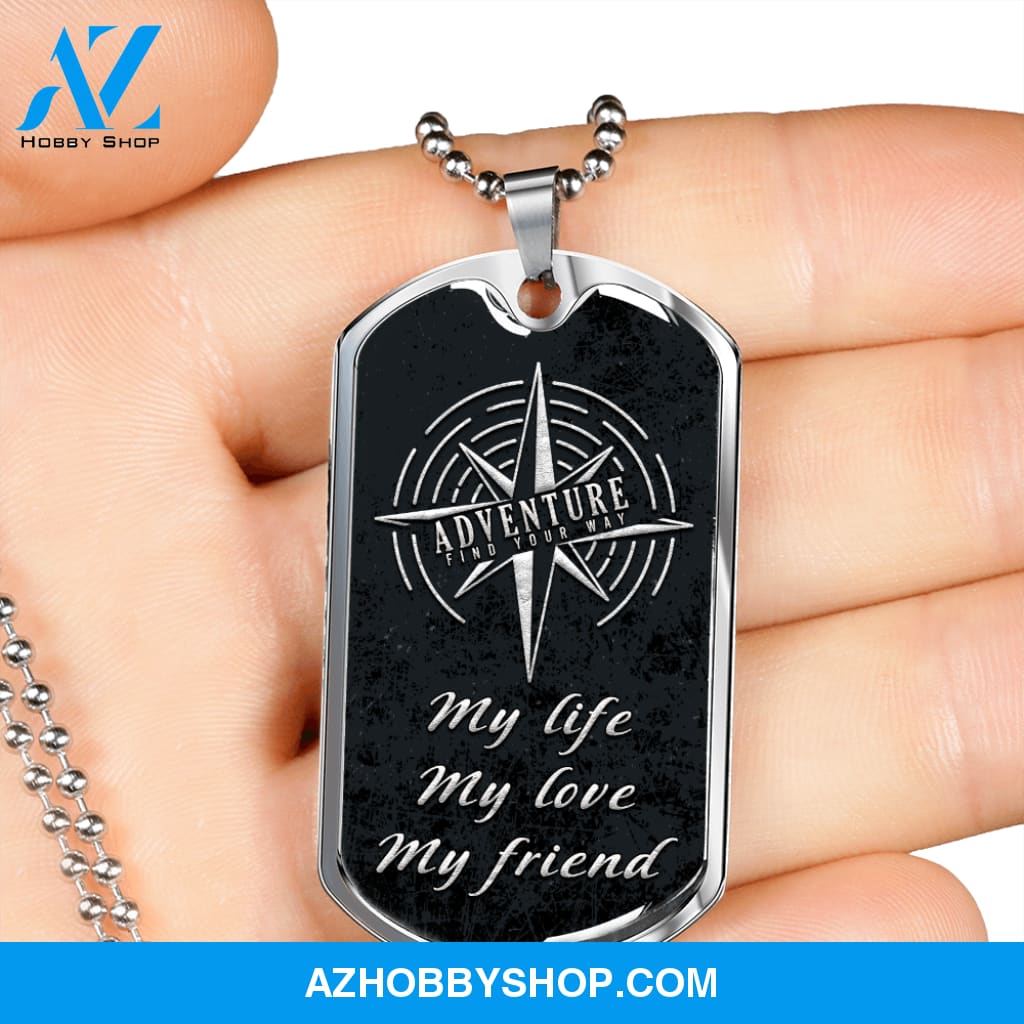 Adventure - Graphical Dog Tag & Ball chain (steel) man