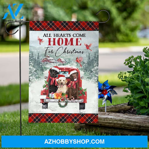 All hearts come home for Christmas - Labrador, Cardinal, Christmas Flag
