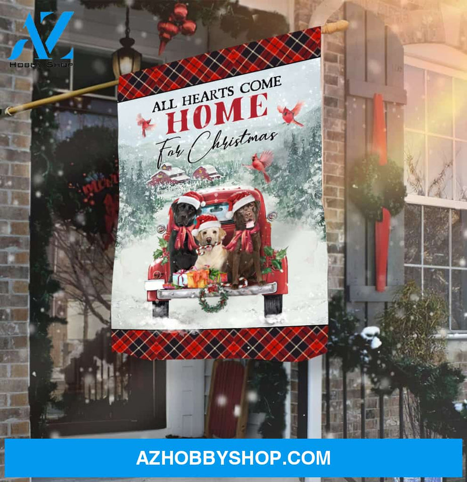All hearts come home for Christmas - Labrador, Cardinal, Christmas Flag