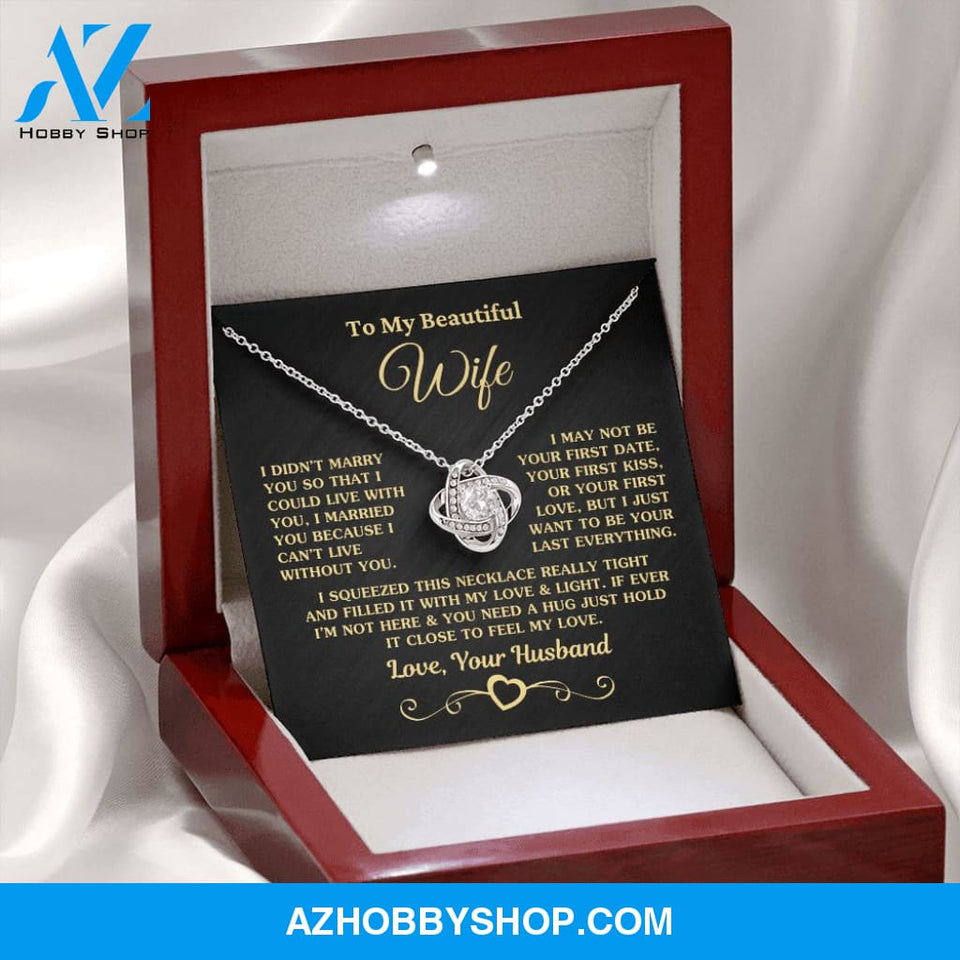 (Almost Sold Out) Gift for Wife "I Can't Live Without You" Gold Knot Necklace